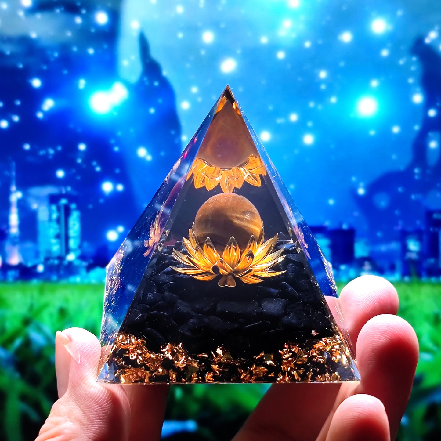 5cm 6cm Wholesale healing crystals resin energy orgone organite pyramid crystal for spiritual