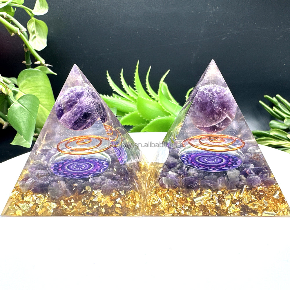5cm 6cm Wholesale healing crystals resin energy orgone organite pyramid crystal for spiritual