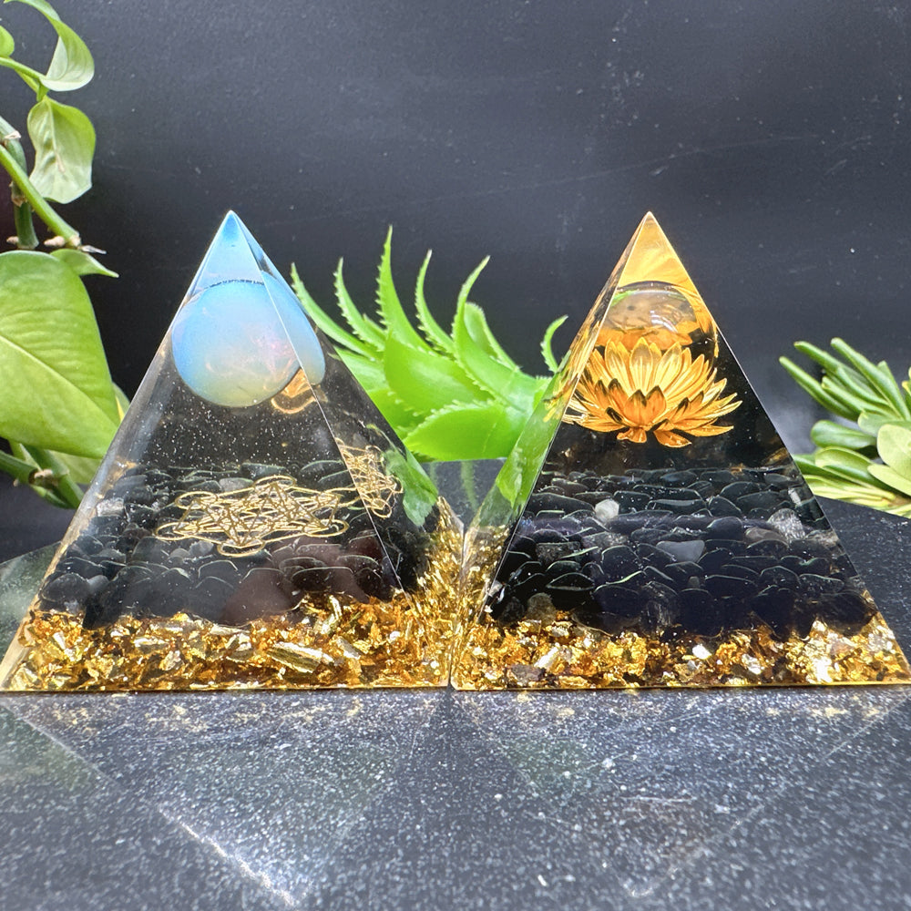 5cm 6cm Wholesale healing crystals resin energy orgone organite pyramid crystal for spiritual
