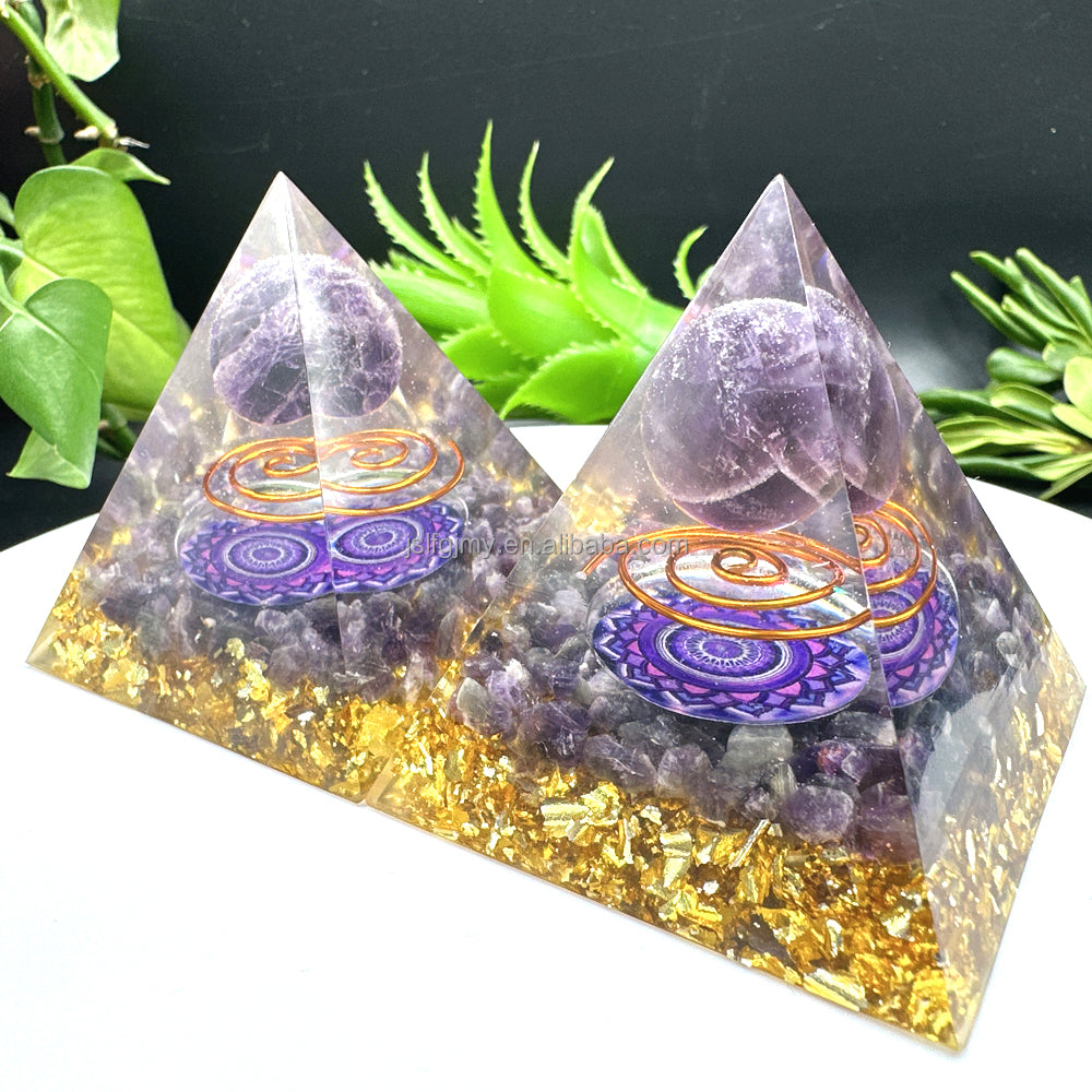 5cm 6cm Wholesale healing crystals resin energy orgone organite pyramid crystal for spiritual