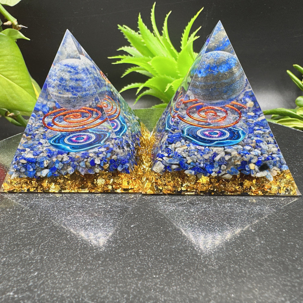 5cm 6cm Wholesale healing crystals resin energy orgone organite pyramid crystal for spiritual