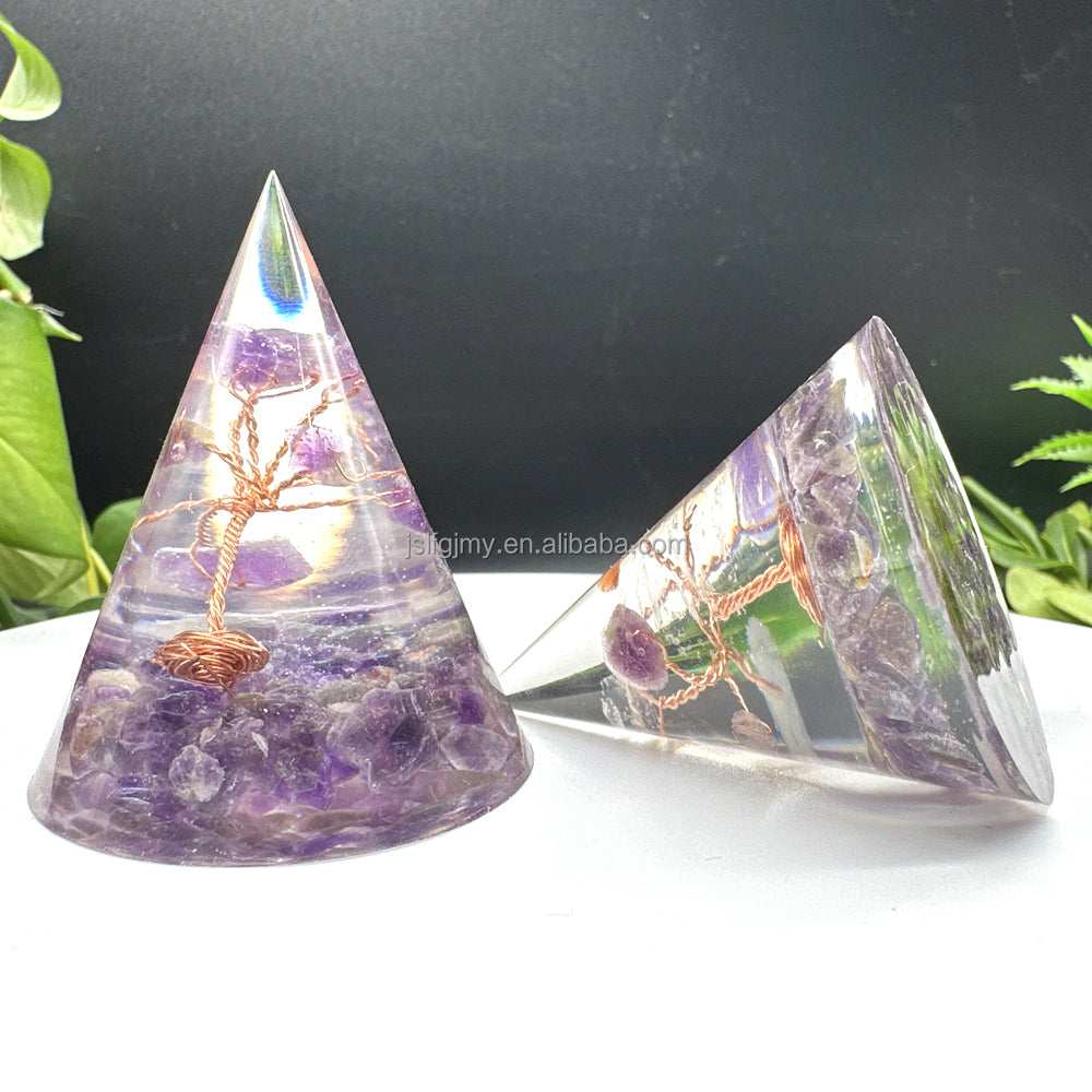 5cm 6cm Wholesale healing crystals resin energy orgone organite pyramid crystal for spiritual