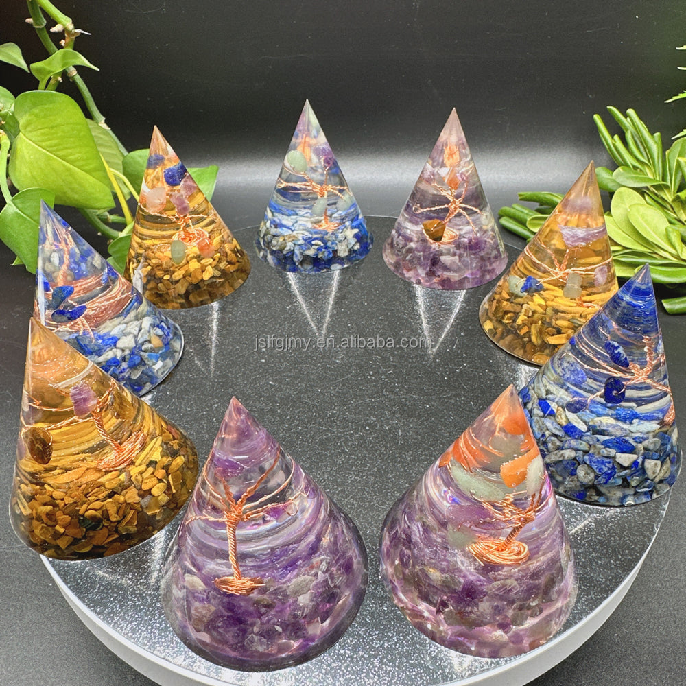 5cm 6cm Wholesale healing crystals resin energy orgone organite pyramid crystal for spiritual