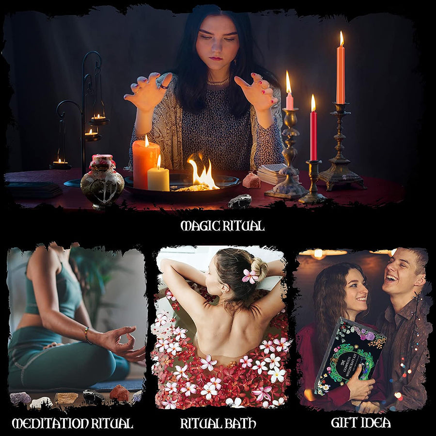 64pcs Large Witchcraft Kit Witch Altar Starter Kit, crystal healing  set Spell Kit For Beginners, Witchcraft Supplies Kit, Witch Starter Kit With Hanukkah Candles, Wiccan Supplies & Tools, Witchy Gifts For Women Halloween Gift