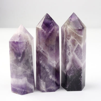 Wholesale natural amethyst quartz wand point, Clear quartz healing point amethyst crystal wand for sale