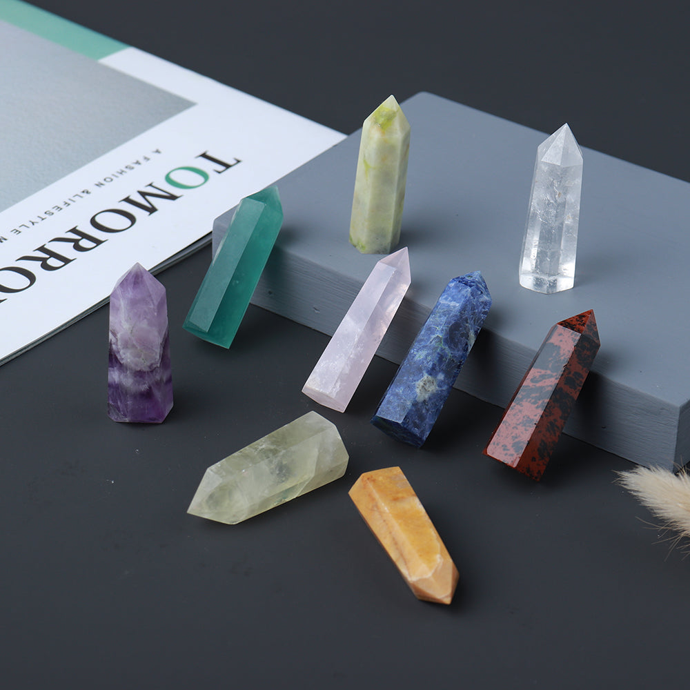 Natural crystal single pointed column hexagonal ornament original stone grinding crafts crystal points wand