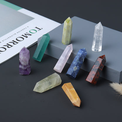 Natural crystal single pointed column hexagonal ornament original stone grinding crafts crystal points wand