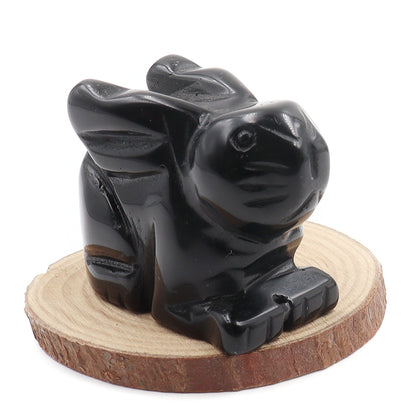 2 Inch Natural Stone Crystals Healing Stone Carved Animal Rabbit Figurines Statue Crystal Carving Crafts For Home Decoration