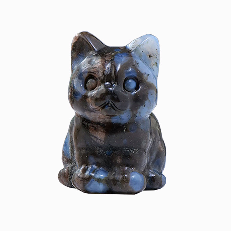 Wholesale Natural Crystal Animal Carving Crystal Cat Statue Figurine Carved Gemstone Crystal Cat for Gift