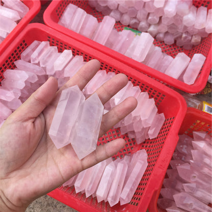 Wholesale natural Rose Quartz crystal points wand and Pink Quartz epidote column