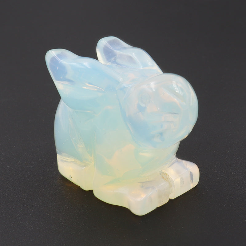 2 Inch Natural Stone Crystals Healing Stone Carved Animal Rabbit Figurines Statue Crystal Carving Crafts For Home Decoration