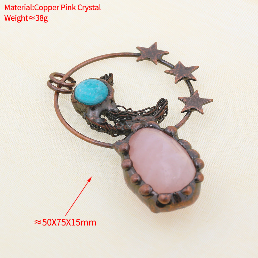 Boho Irregular Natural Clear Quartz Pendant Bronze Soldered Healing Stones Crystal Pendants For Necklaces Jewelry