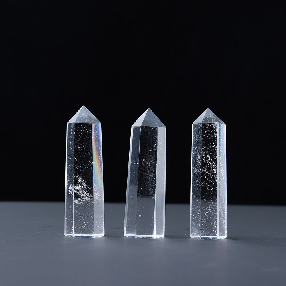 Natural crystal single pointed column hexagonal ornament original stone grinding crafts crystal points wand