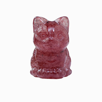 Wholesale Natural Crystal Animal Carving Crystal Cat Statue Figurine Carved Gemstone Crystal Cat for Gift