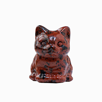 Wholesale Natural Crystal Animal Carving Crystal Cat Statue Figurine Carved Gemstone Crystal Cat for Gift