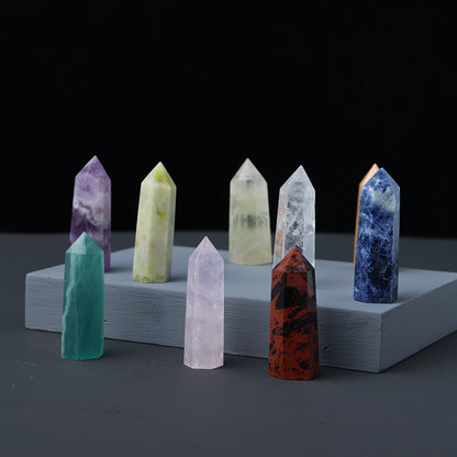 Natural crystal single pointed column hexagonal ornament original stone grinding crafts crystal points wand