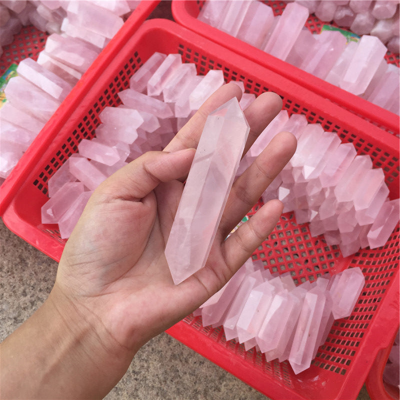 Wholesale natural Rose Quartz crystal points wand and Pink Quartz epidote column