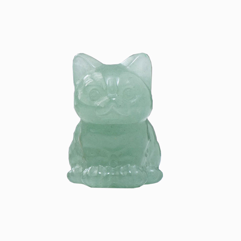 Wholesale Natural Crystal Animal Carving Crystal Cat Statue Figurine Carved Gemstone Crystal Cat for Gift