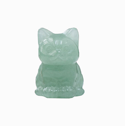 Wholesale Natural Crystal Animal Carving Crystal Cat Statue Figurine Carved Gemstone Crystal Cat for Gift