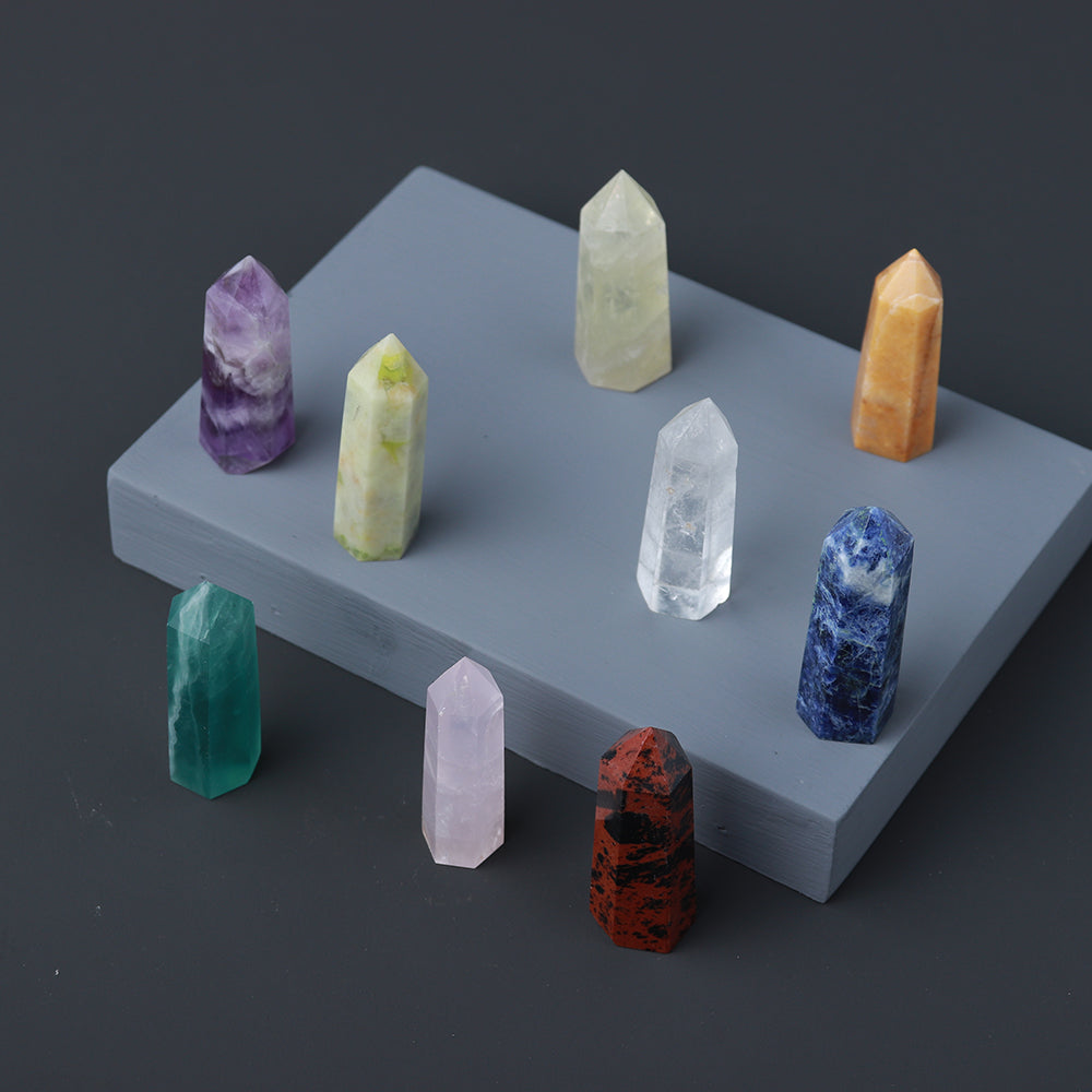 Natural crystal single pointed column hexagonal ornament original stone grinding crafts crystal points wand