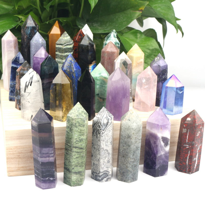 Wholesale natural amethyst quartz wand point, Clear quartz healing point amethyst crystal wand for sale