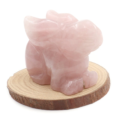2 Inch Natural Stone Crystals Healing Stone Carved Animal Rabbit Figurines Statue Crystal Carving Crafts For Home Decoration
