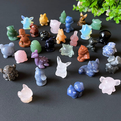 Wholesale Various Jasper Carved Crystal Stone Whale Dog Cat Bear Bunny Frog Mini Crystal Animal Carving