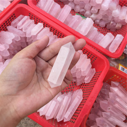 Wholesale natural Rose Quartz crystal points wand and Pink Quartz epidote column
