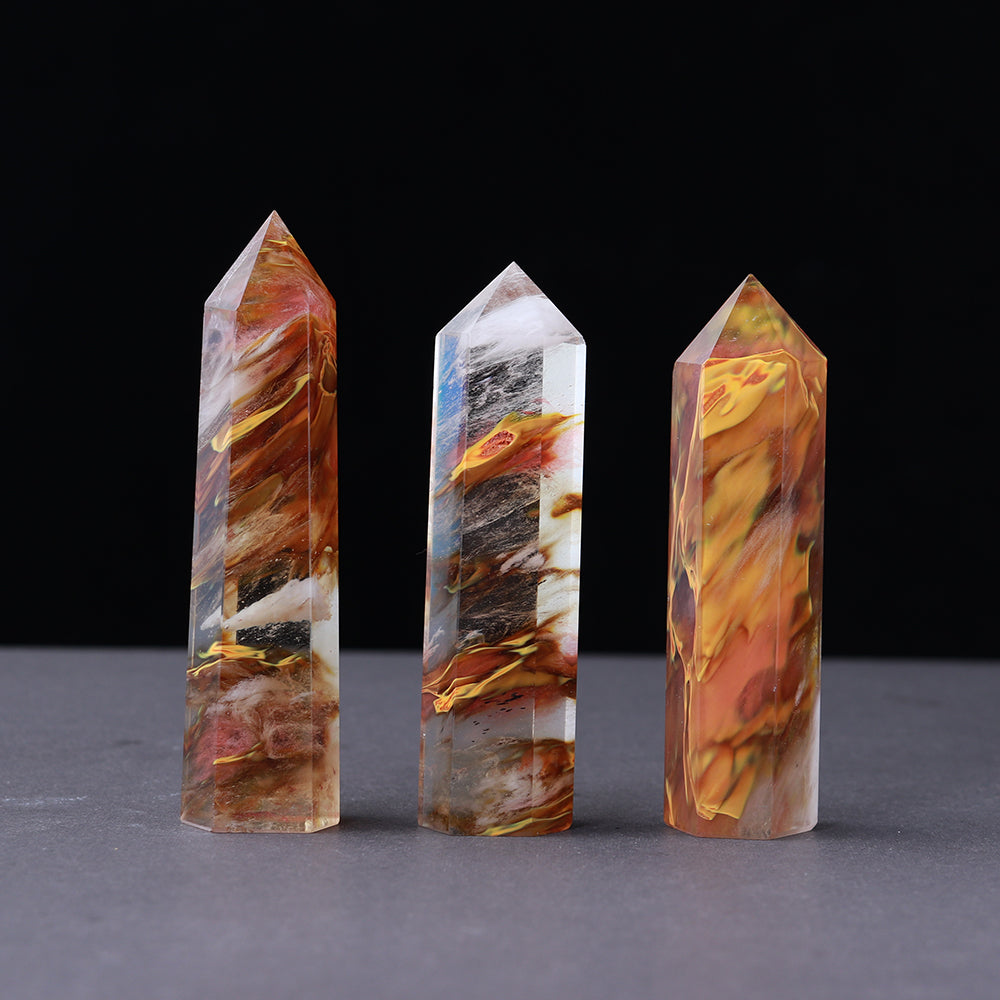 Natural crystal single pointed column hexagonal ornament original stone grinding crafts crystal points wand