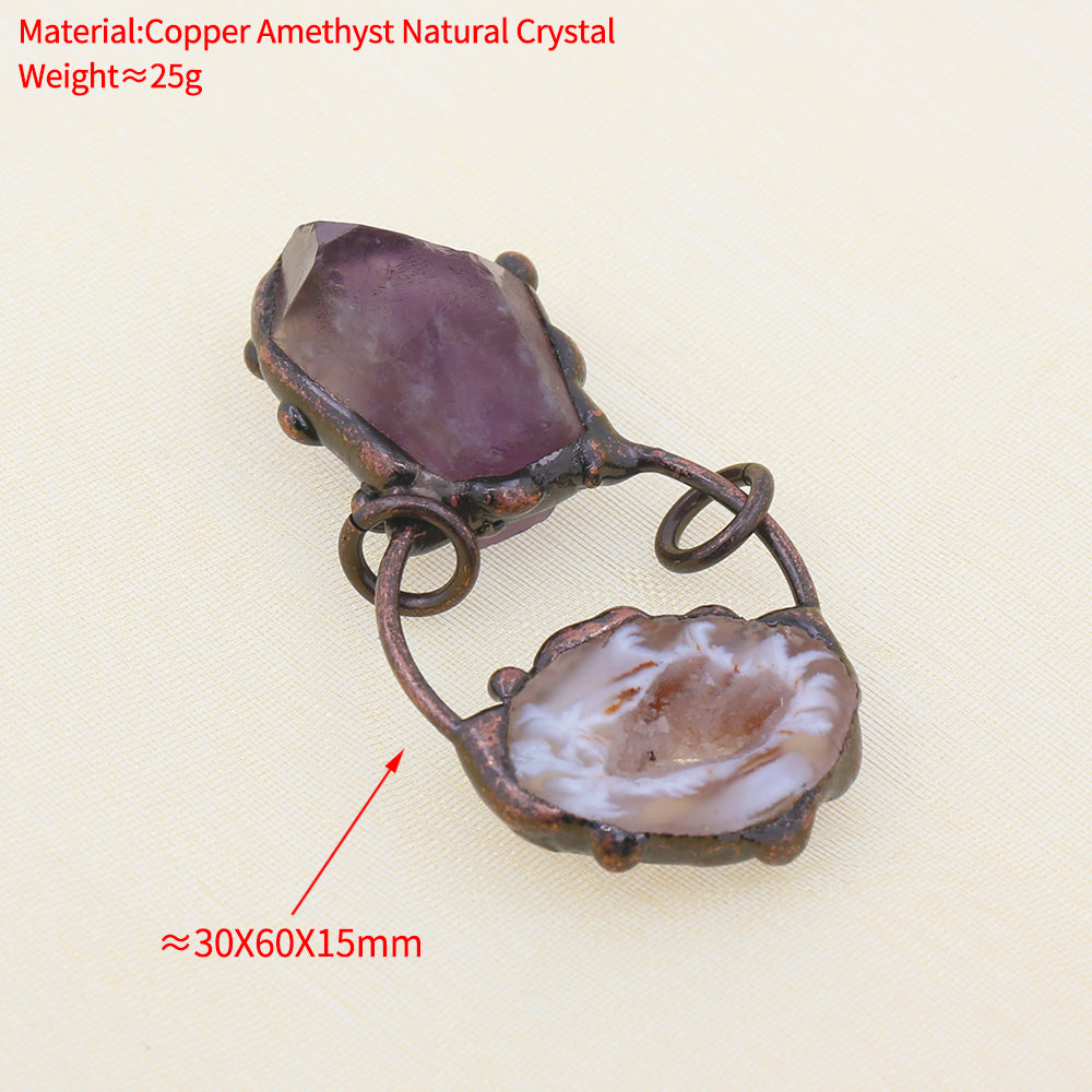 Boho Irregular Natural Clear Quartz Pendant Bronze Soldered Healing Stones Crystal Pendants For Necklaces Jewelry