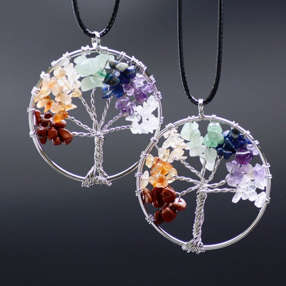 Latest 2023 Natural Crystal 7 Chakra Tree of Life Pendant for Knowledge and Wisdom Available At Reasonable Price